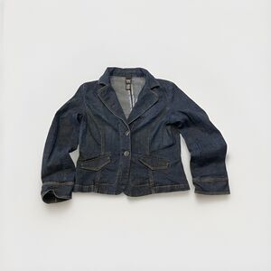 Work to Weekend Blazer Womens Size 12 Blue Denim Button Casual Jacket